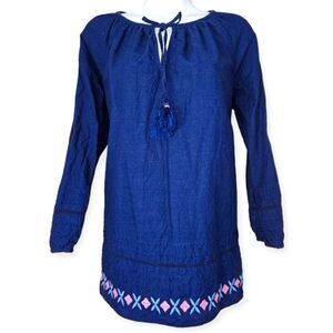 Vinyard Vines navy blue cotton peasant blouse tunic top Womens Small